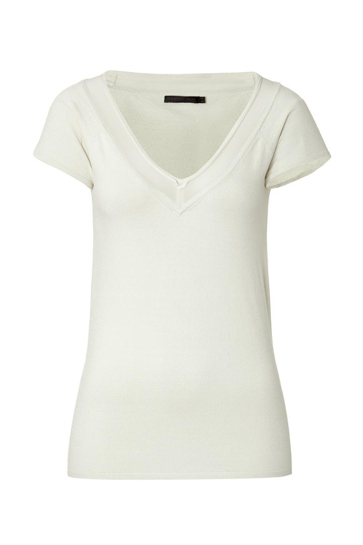 Donna Karan New York Donna Karan New York Cap Sleeve V-neck Top - Grey