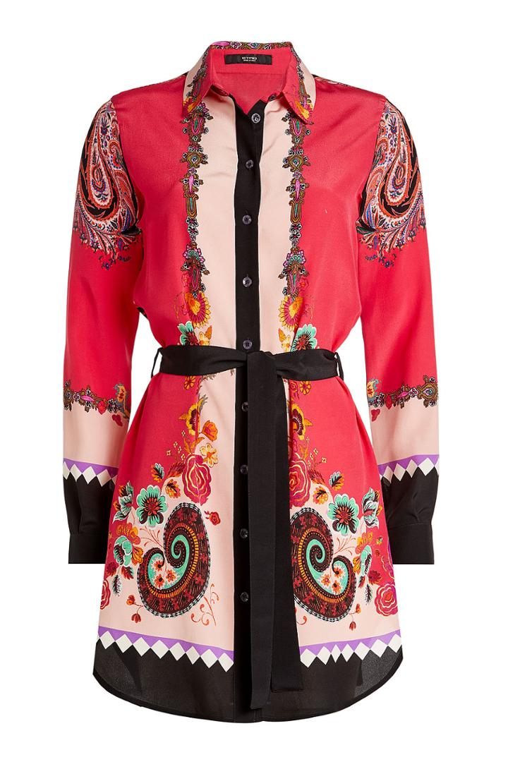 Etro Etro Pyjama Tie Waist Printed Silk Shirt