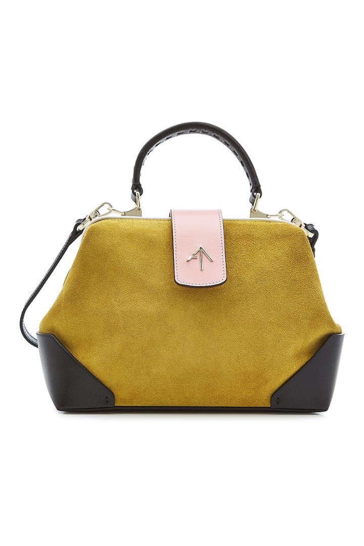 Manu Atelier Manu Atelier Frame Leather And Suede Shoulder Bag