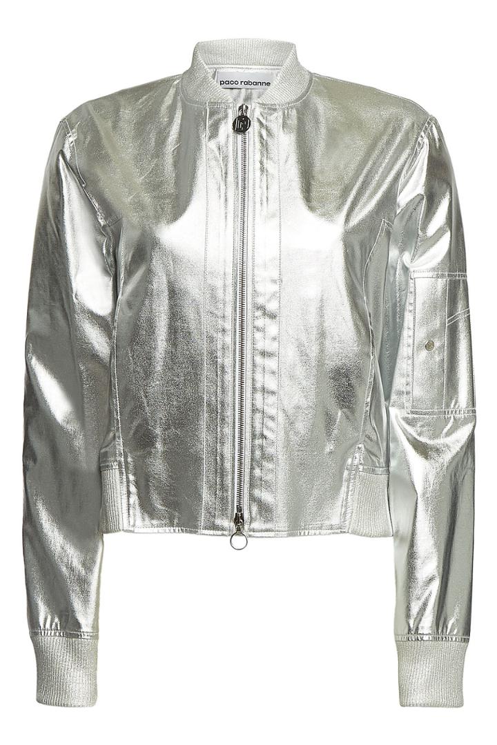 Paco Rabanne Paco Rabanne Metallic Bomber Jacket With Cotton