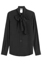 Moschino Moschino Tie-front Silk Blouse - Black