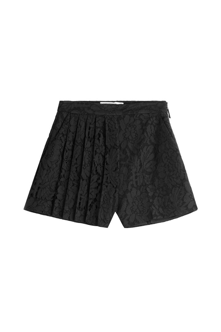Msgm Msgm Pleated Lace Shorts - Black