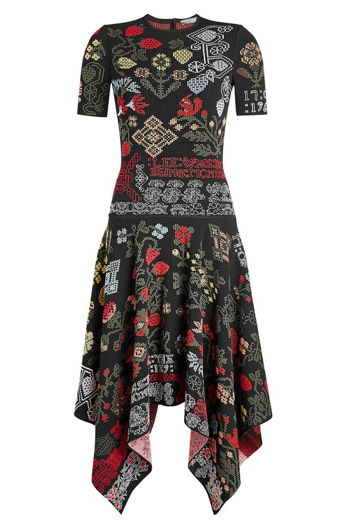 Alexander Mcqueen Alexander Mcqueen Samplers Jacquard Dress With Silk