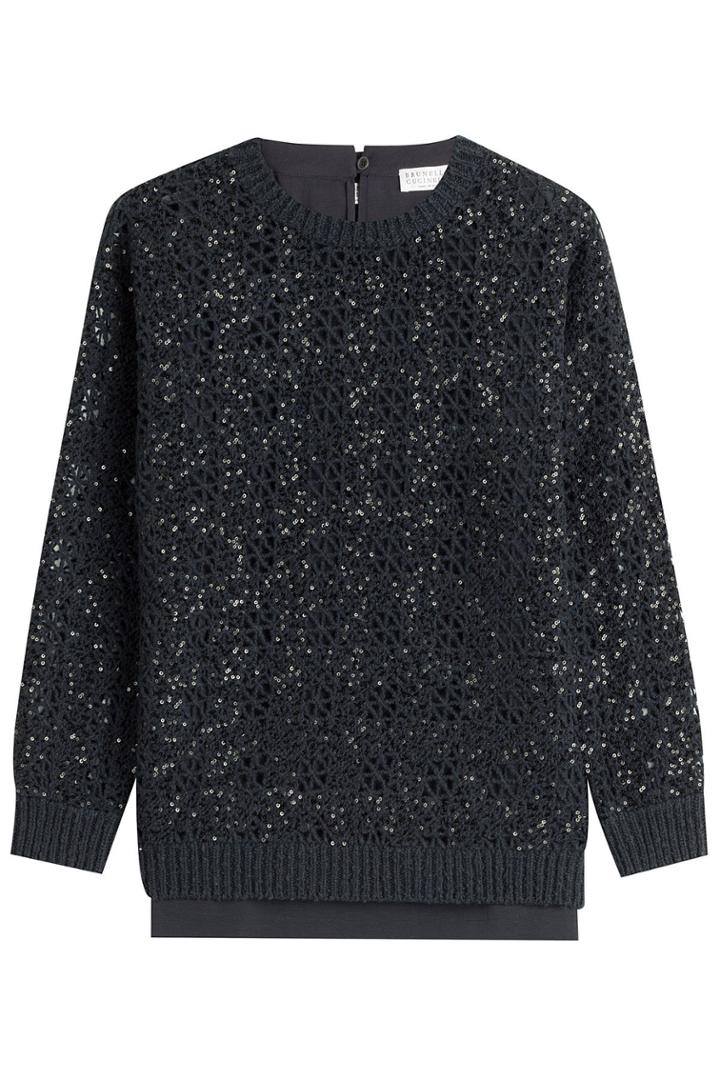 Brunello Cucinelli Brunello Cucinelli Sequin Cashmere Pullover With Wool - Blue