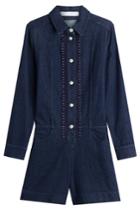 See By Chloé See By Chloé Jean Playsuit With Embroidered Crochet Detailing
