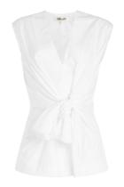 Diane Von Furstenberg Diane Von Furstenberg Sleeveless Cotton Waist Tie Blouse