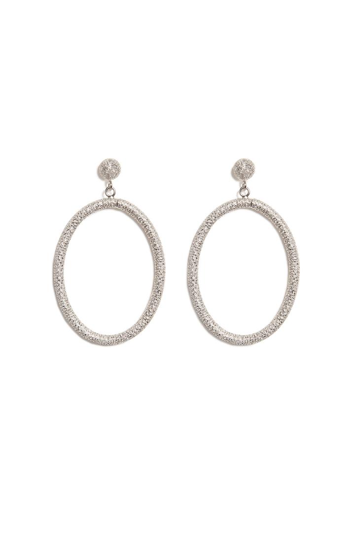 Carolina Bucci Carolina Bucci 18k White Gold Gitane Sparkly Oval Earrings - Silver