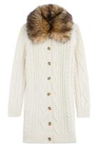 R.e.d. Valentino R.e.d. Valentino Virgin Wool Cardigan With Faux Fur Trim - Beige