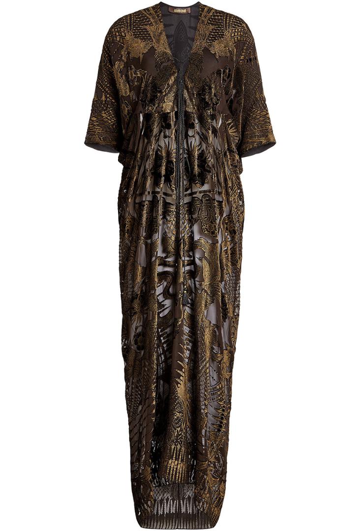 Roberto Cavalli Roberto Cavalli Floor Length Dress With Velvet, Silk And Tassels