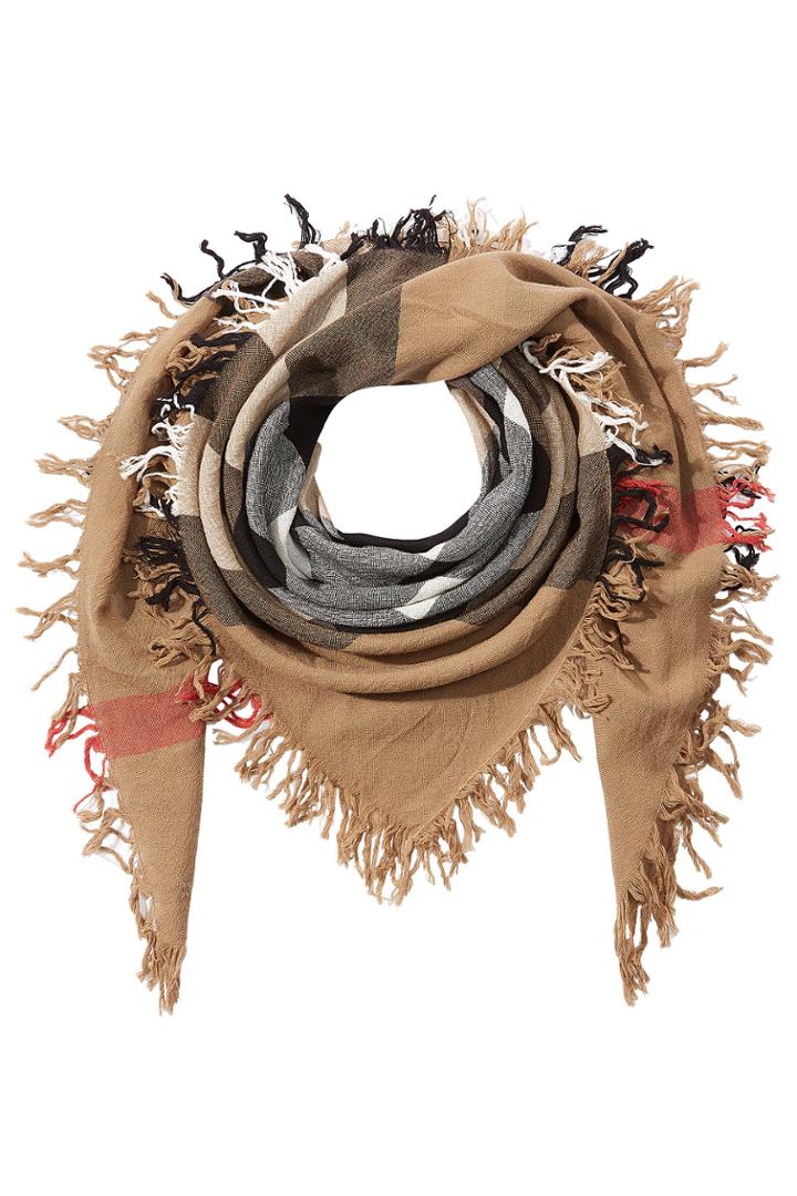 Burberry Shoes & Accessories Burberry Shoes & Accessories Checked Merino Wool Scarf With Fringe - Multicolor