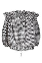 Marques' Almeida Marques' Almeida Crepe Off-shoulder Gingham Top
