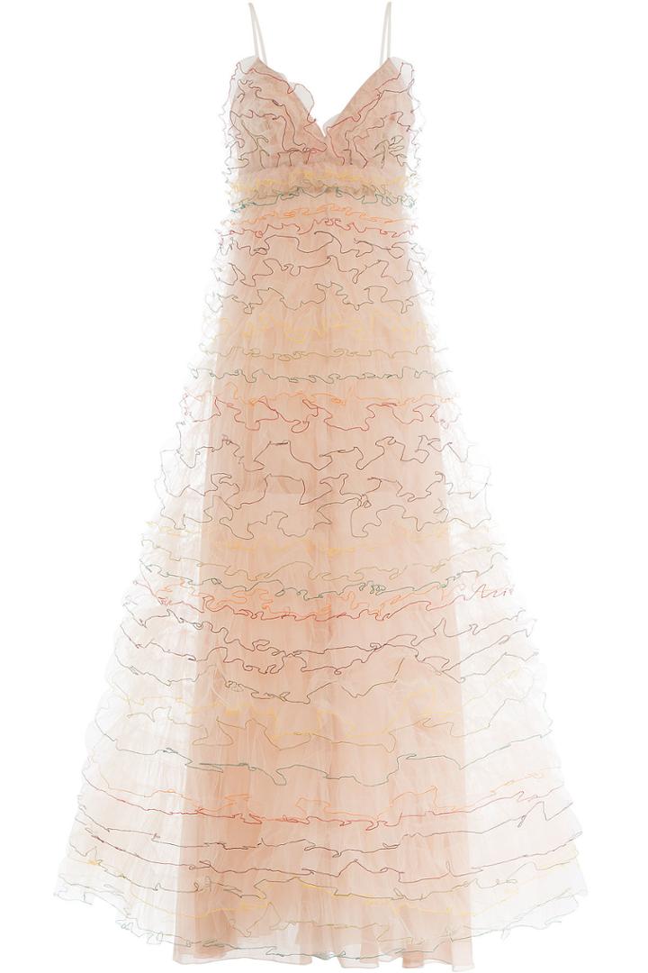 Valentino Valentino Floor Length Gown With Tulle - Multicolored