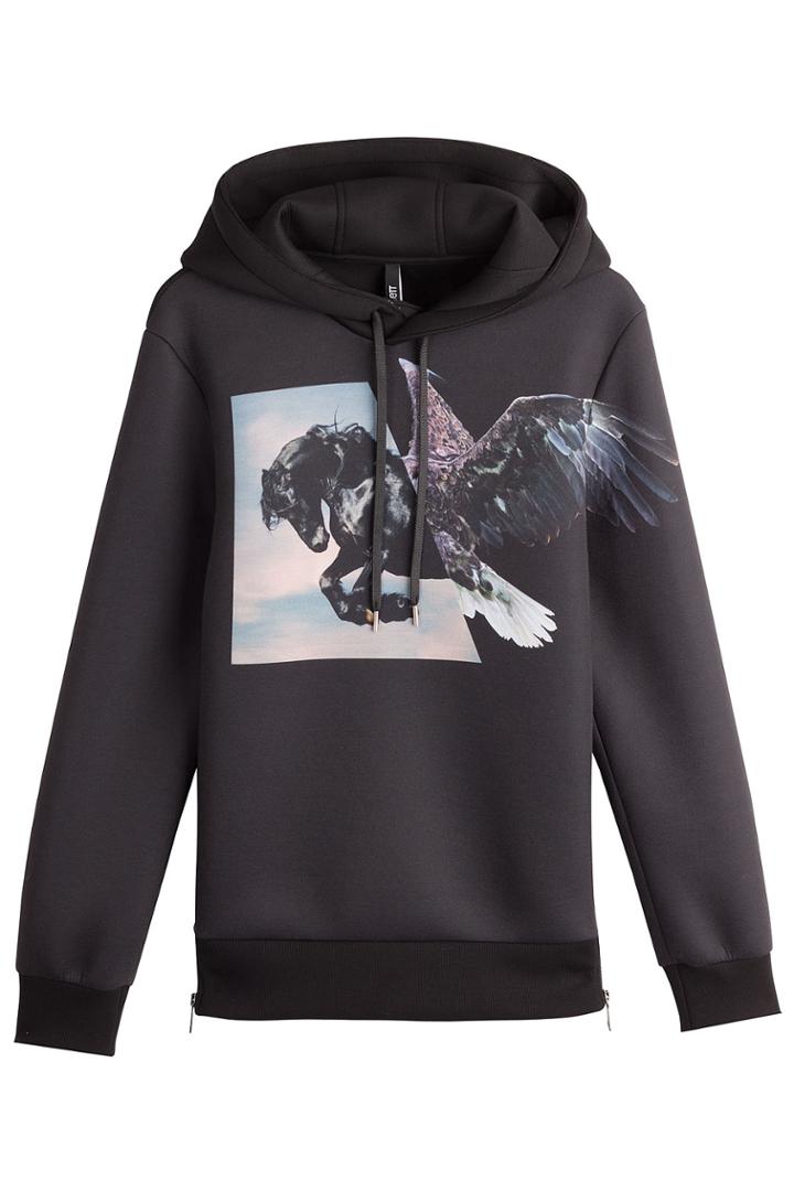 Neil Barrett Neil Barrett Printed Hoody With Zipped Sides - Black