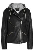 Closed Closed Park Embellished Leather Biker Jacket With Hoody