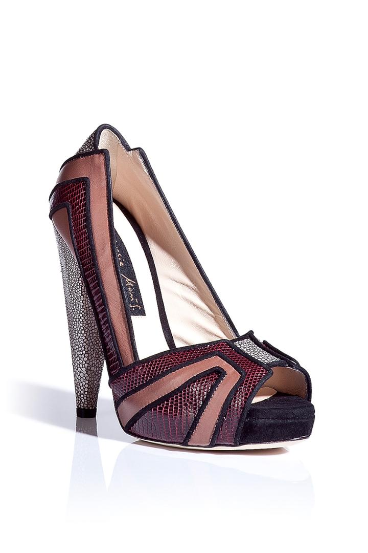 Chrissie Morris Chrissie Morris Bordeaux/nude Peep Toe Platform Pumps - Red