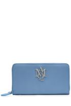 Alexander Mcqueen Alexander Mcqueen Leather Continental Zip-around Wallet With Logo Lettering - Blue