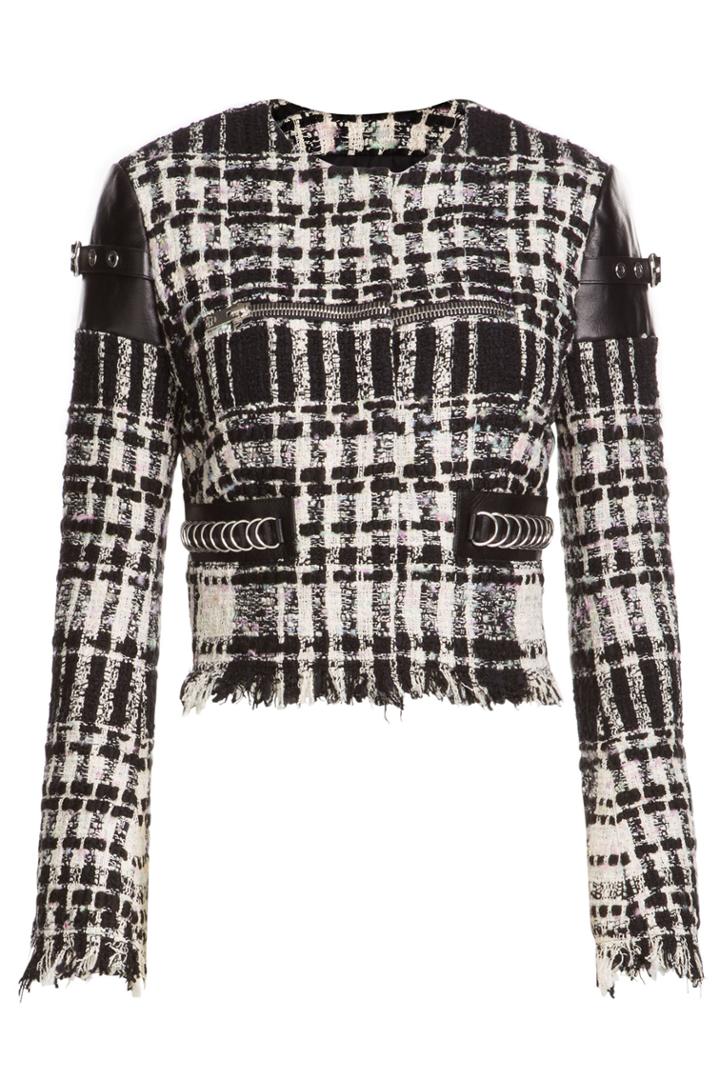 Alexander Wang Alexander Wang Bouclé Jacket With Zippers And Leather - Black