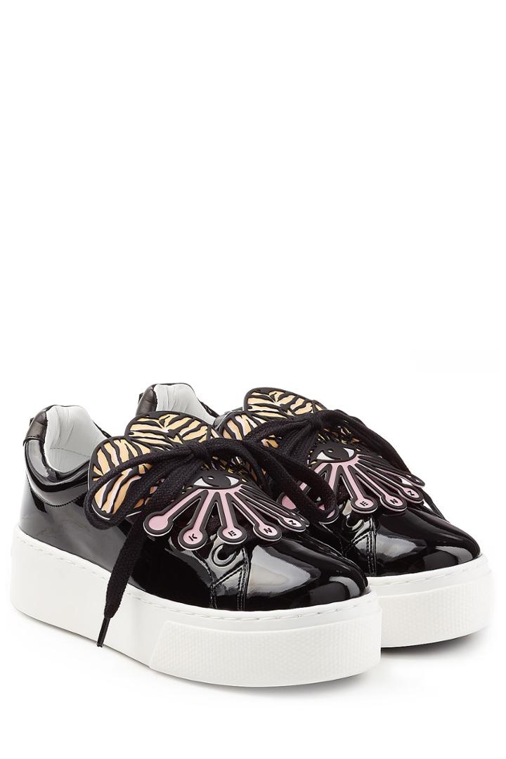 Kenzo Kenzo Patent Leather Platform Sneakers - Black