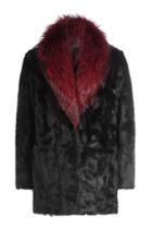 Diane Von Furstenberg Diane Von Furstenberg Goat Fur Coat With Fox Fur Collar