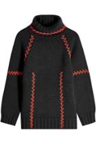 Alexander Mcqueen Alexander Mcqueen Feather Stitch Embroidered Oversized Cashmere Pullover