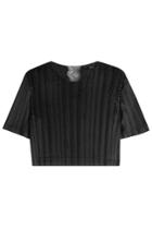 Alexander Wang Alexander Wang Cropped Top With Lace Insert - Black