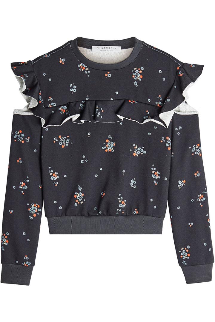 Philosophy Di Lorenzo Serafini Philosophy Di Lorenzo Serafini Printed Cotton Sweatshirt With Cut-out Shoulders