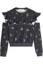 Philosophy Di Lorenzo Serafini Philosophy Di Lorenzo Serafini Printed Cotton Sweatshirt With Cut-out Shoulders