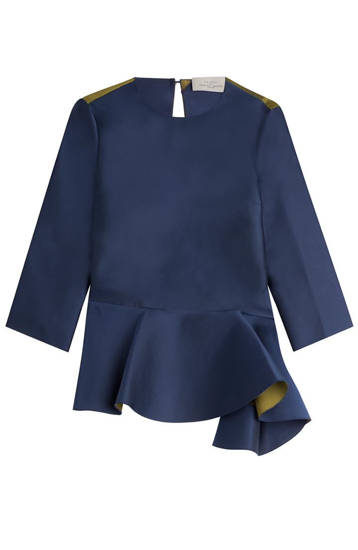 Preen By Thornton Bregazzi Color Block Top With Ruffle