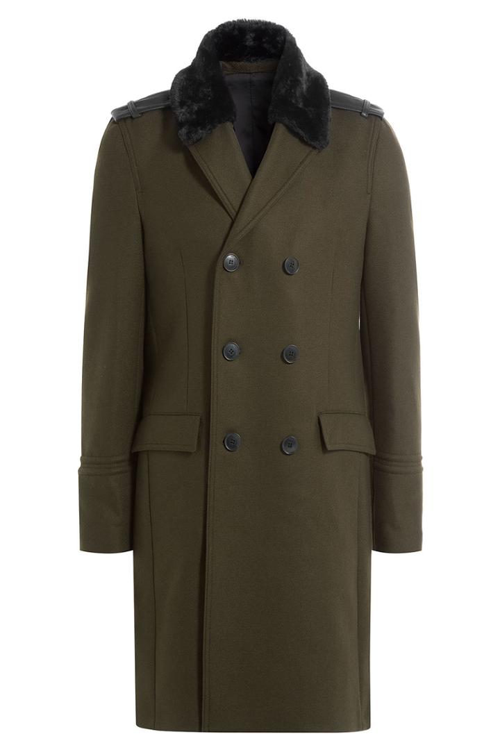 The Kooples The Kooples Wool Coat With Faux Fur Collar