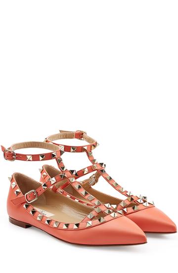 Valentino Leather Rockstud Ballerinas