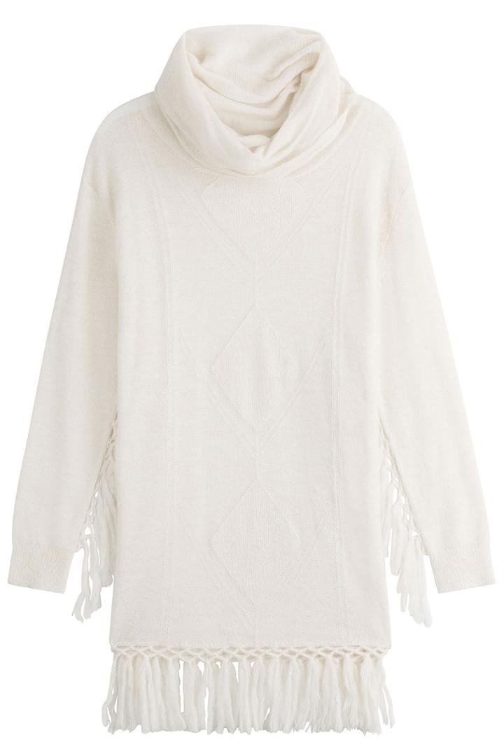 Mes Demoiselles Mes Demoiselles Fringed Turtleneck Pullover With Alpaca