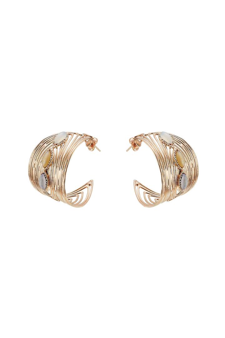 Gas Bijoux Gas Bijoux Creole Wave 24kt Gold-plated Earrings With Glass Beads