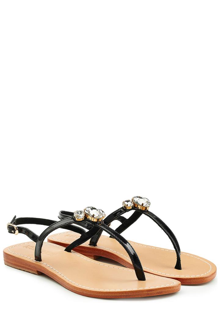 Mystique Mystique Embellished Patent Leather Sandals - Black