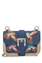 R.e.d. Valentino R.e.d. Valentino Embroidered Denim Shoulder Bag With Gold-tone Frame