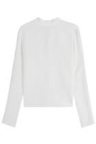 Msgm Msgm Crepe Top With Bow At Neck - White