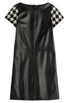 Boutique Moschino Boutique Moschino Leather Dress With Wool Sleeves