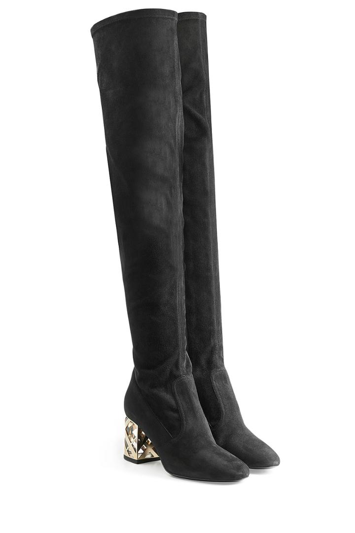 Burberry Shoes & Accessories Burberry Shoes & Accessories Suede Over-knee Boots - Black