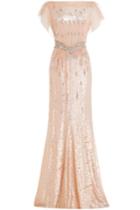 Jenny Packham Jenny Packham Sequin And Bead Embellished Floor Length Gown - Pink