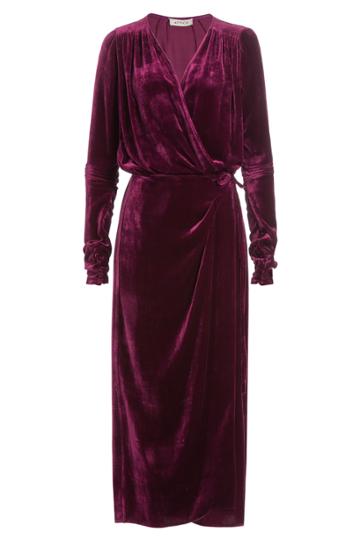 Attico Attico Draped Velvet Maxi Dress With Silk - Purple