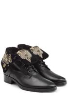 Etro Etro Leather Ankle Boots With Embroidery