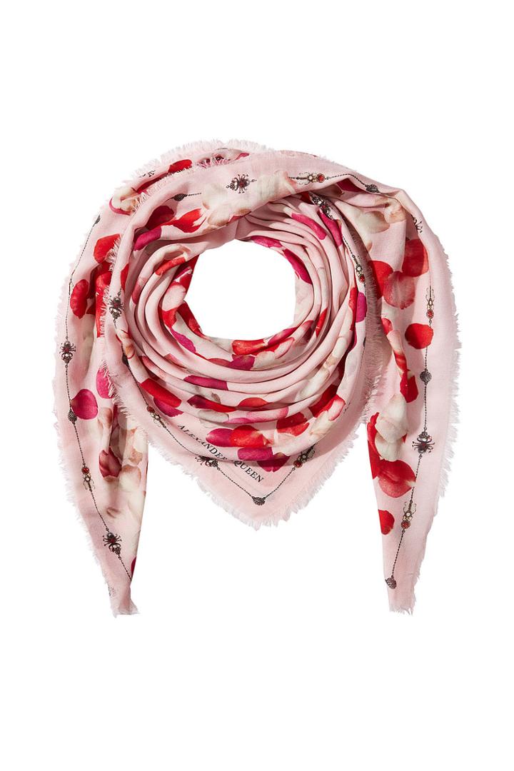 Alexander Mcqueen Alexander Mcqueen Petal Print Skull Scarf With Wool