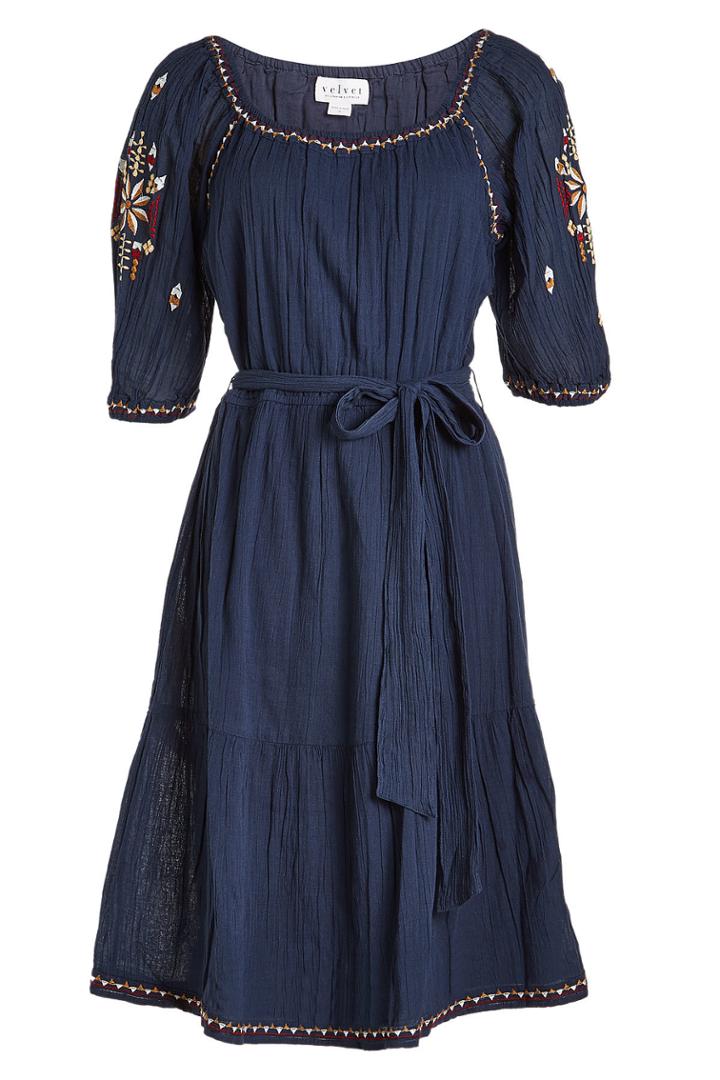 Velvet Velvet Monae Embroidered Cotton Dress