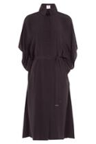 Kenzo Kenzo Draped Silk Shirt Dress - Black