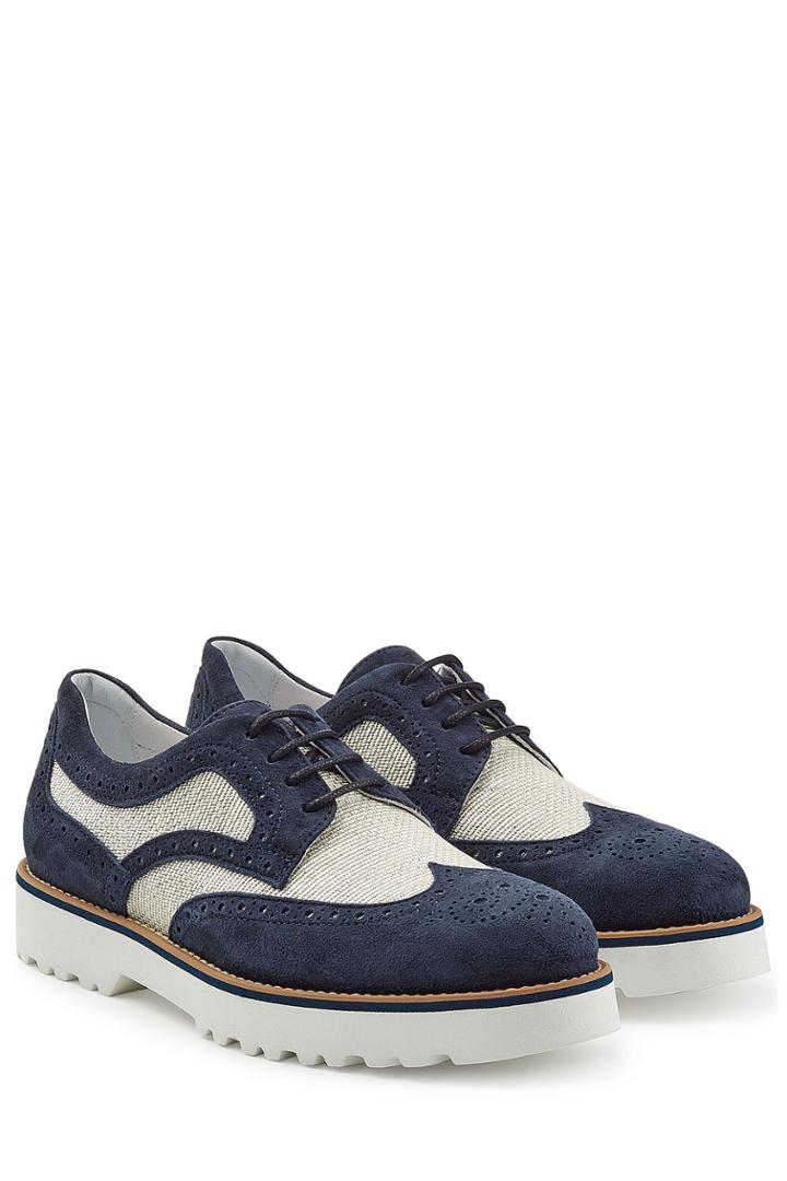 Hogan Hogan Suede And Canvas Wingtips - Blue