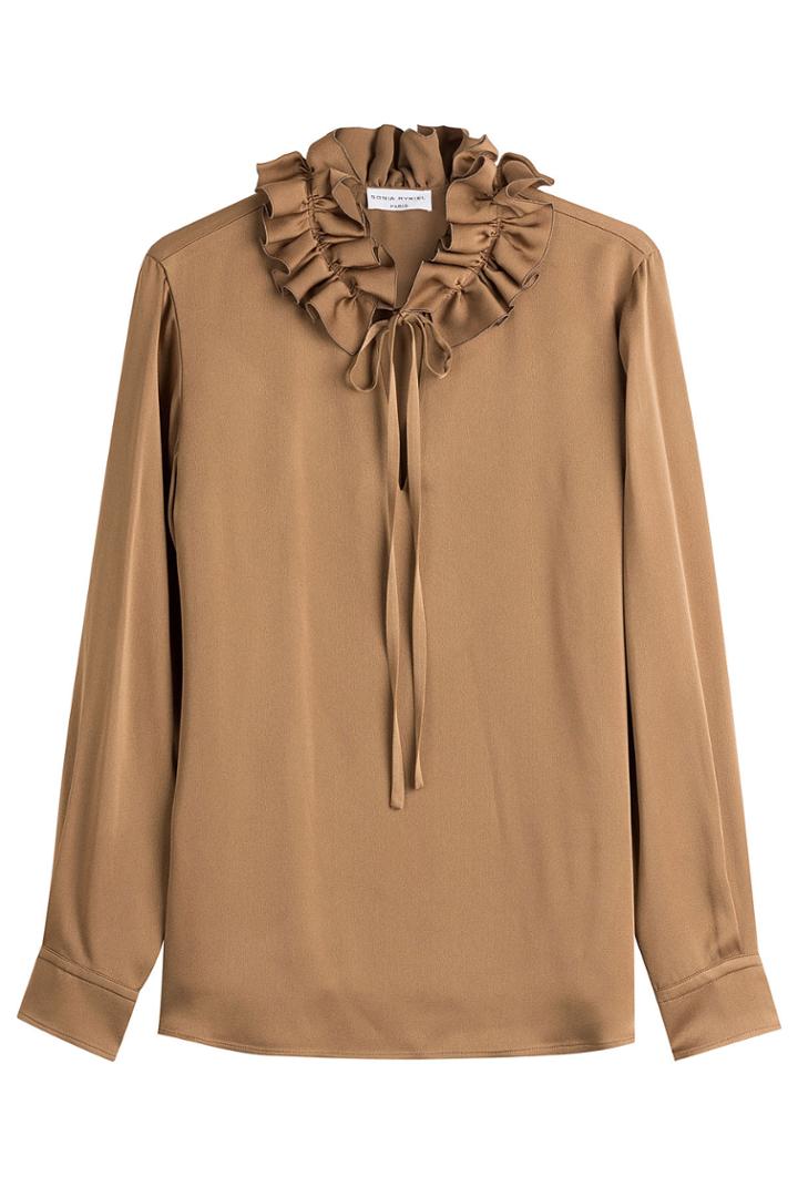 Sonia Rykiel Sonia Rykiel Crepe Blouse With Ruffles - Brown