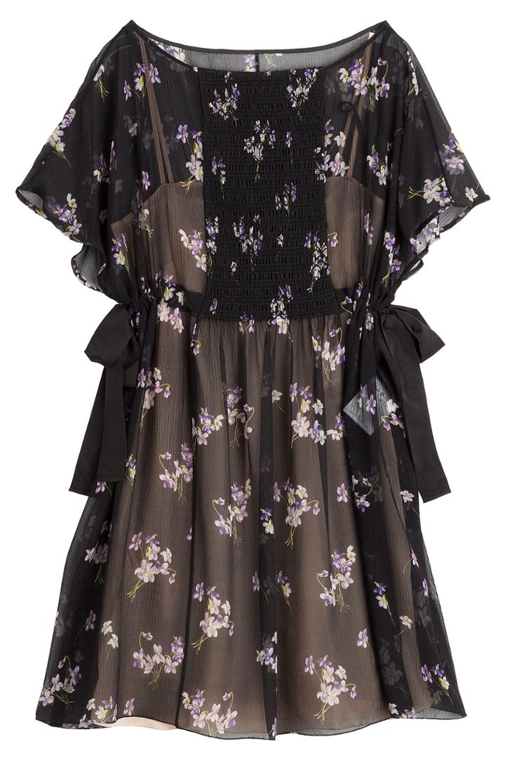 Red Valentino Red Valentino Printed Silk Dress With Ties - Black
