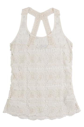 Ondademar Ondademar Crochet Lace Tank Top - White