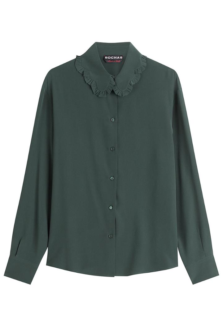 Rochas Rochas Silk Blouse With Ruffled Collar - Green