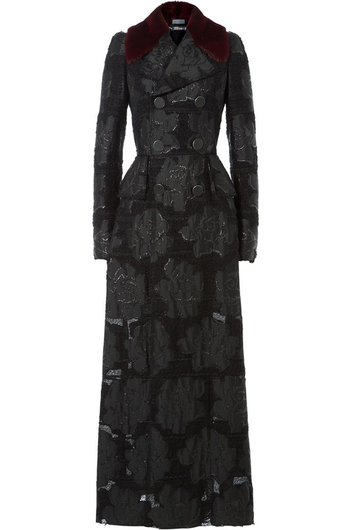Alexander Mcqueen Alexander Mcqueen Embroidered Coat With Mink Fur Collar
