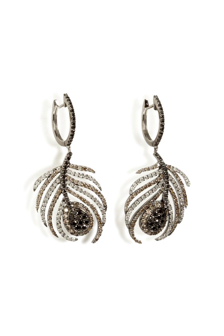 Nikos Koulis Nikos Koulis Black Rhodium/diamond Paradise Peacock Earrings - Silver